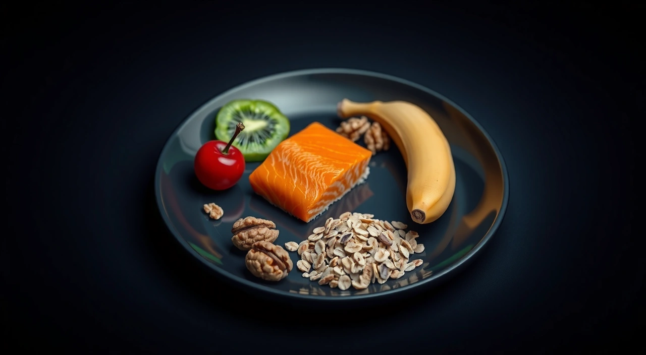 Prato com alimentos pró-sono — ilustração 3D isométrica