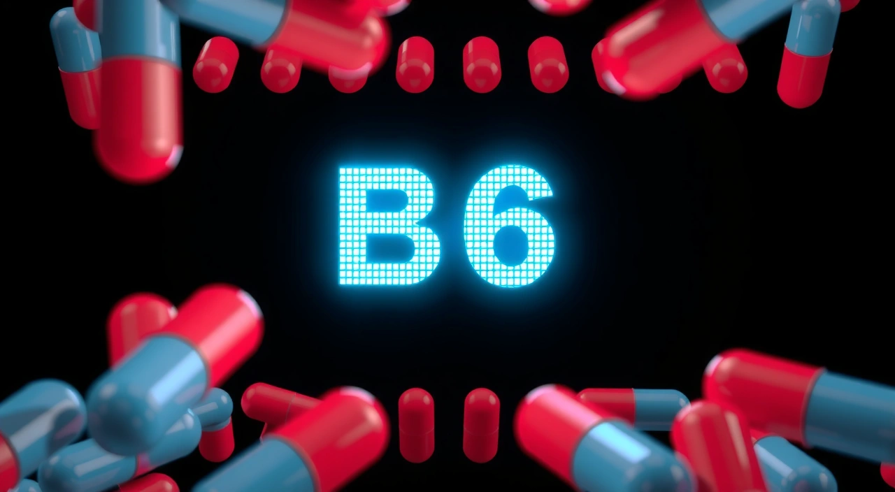 Visualização 3D da molécula de B6 sendo bloqueada por medicamentos