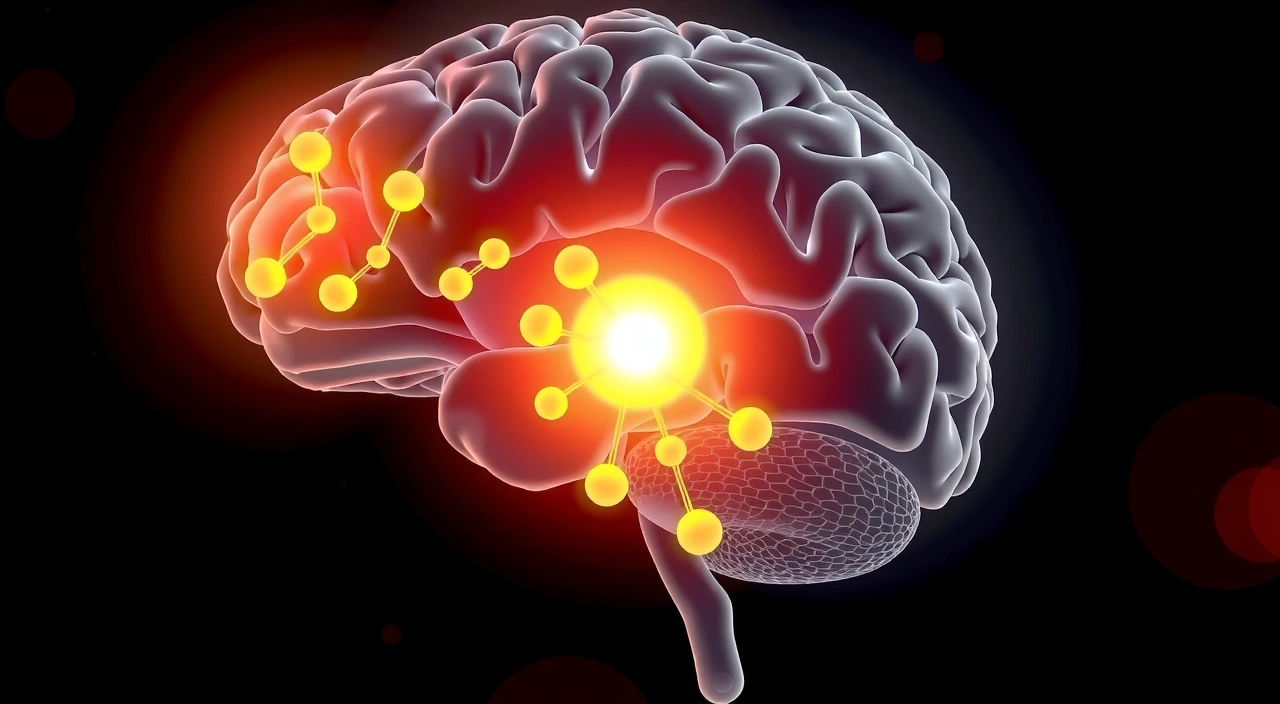 Glândula pineal produzindo melatonina — ilustração 3D