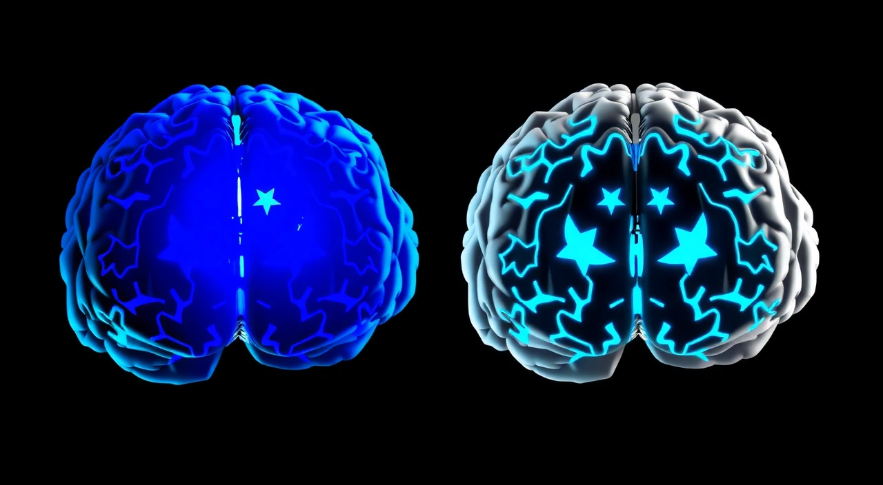 Cérebro sob privação de sono — comparativo 3D