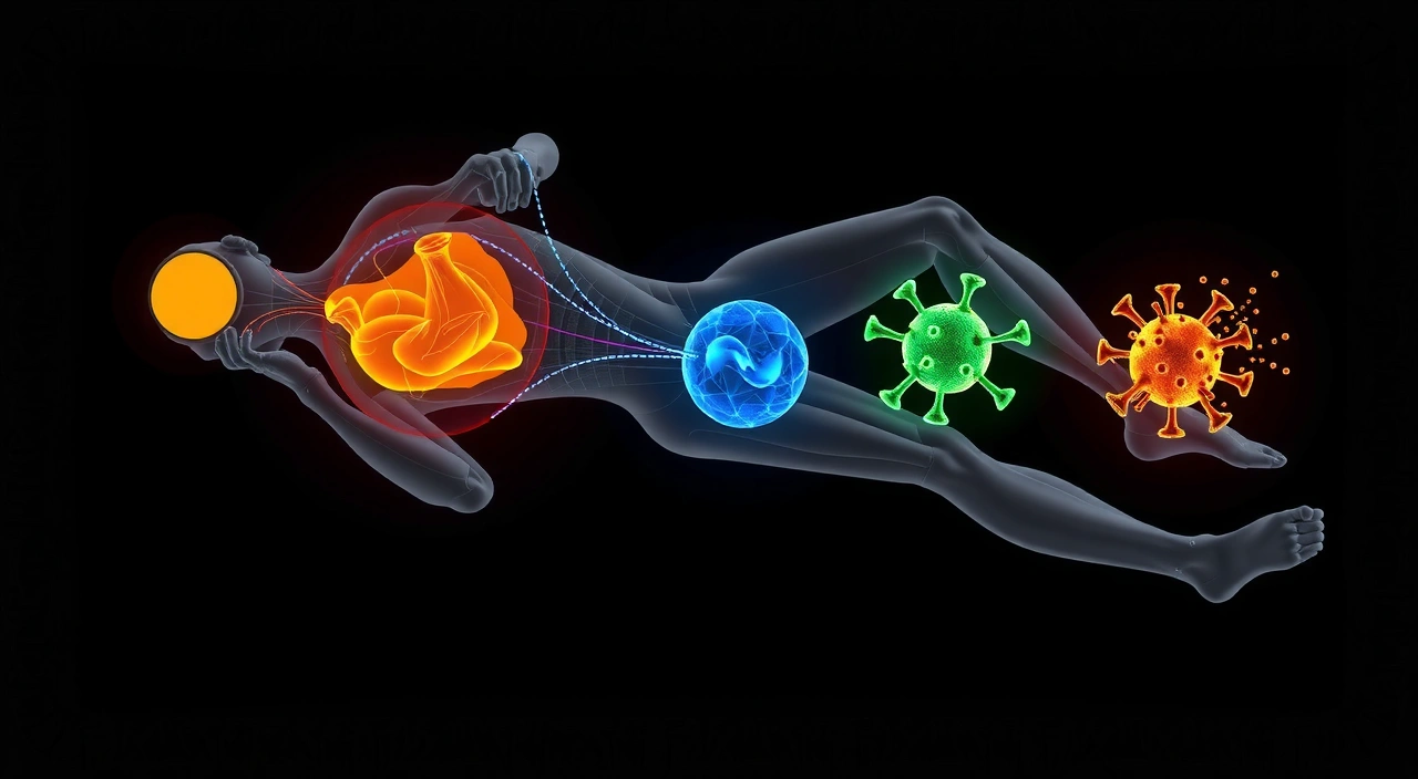 Recuperação celular durante o sono profundo — infográfico 3D